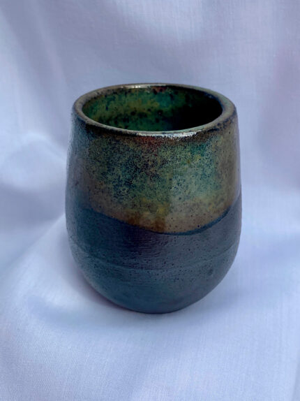 Vasito Engobe Negro - Verde